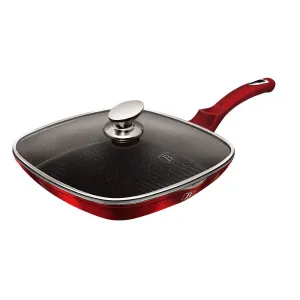 Berlinger Haus Grill pan with lid, 28 cm, Metallic Line Burgundy Edition