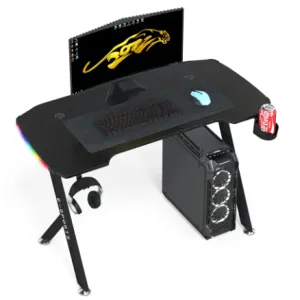 CEM (K-Y) Gaming Desk Table Y-Shaped, RGB, Cup/Headset Holder, ABS - Black and Red