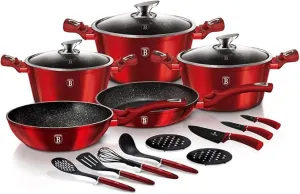 17 pcs cookware set,  Metallic Line Burgundy Edition