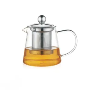 Luciano 900ml High Borosilicate Glass Tea Pot with Stainless Steel Cover and Filter