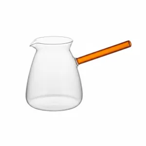 Luciano 650ml High Borosilicate Red Handle Glass Coffee Warmer / Pot / Kettle / Turkish Kettle / Green Kettle / Milk Pot in Gift Box