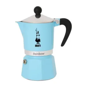 Bialetti 0005043/NP Rainbow 6 Cups Light Blue Coffee Maker with Patented Safety Valve