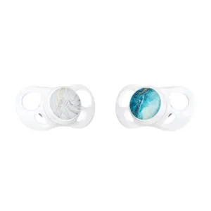 Twistshake 2x Pacifier 0-6m Marble Blue-Grey