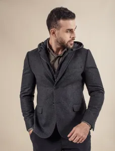 Half Lining Blazer with detachable hoodie knit