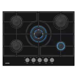 Simfer H7.505.HGSSP 70 cm Built-in Gas Hob Glass Black