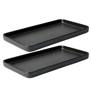 Set of 2 Rectangular Dish Aida Raw Titanium Black