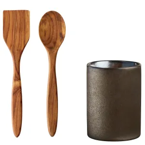 Storage Canister Aida Raw Metallic Brown w/spatula