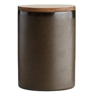 Canister Aida Raw Metallic Brown w/lid Teak 15*10