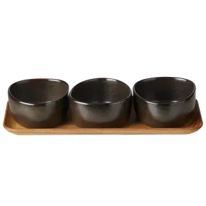 Set of 3 Bowls Aida Raw Organic Metallic Brown