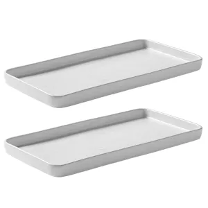 Set of 2 Rectangular Dish Aida Raw Arctic White