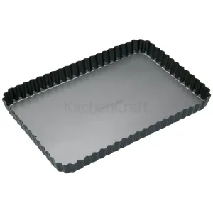 Kitchencraft Masterclass Non-Stick Loose Base Fluted Rectangular Flan / Quiche