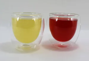 Luciano High Borosilicate Round Glass Double Wall Glass cups 250ml  - 2pc set