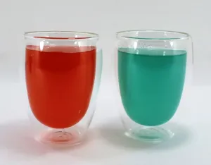 Luciano High Borosilicate Round Glass Double Wall Glass cups 350ml  - 2pc set