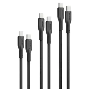 Promate Usb-C Cable Kit 60W 3Pcs 3 In 1 Cable Kit #Cablekit-Cc Black