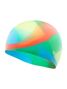 Tyr Youth Silicone Girls Swim Cap Blue/Yellow