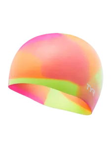 Tyr Youth Silicone Girls Swim Cap Pink/Yellow/Orange