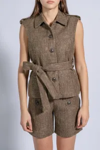 Belted Sleeveless Waistcoat