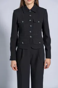 Straight High Waist Trousers with Wide Waistband and Buttons