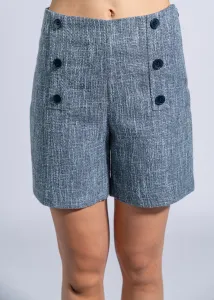 Side Zip Shorts With Buttons