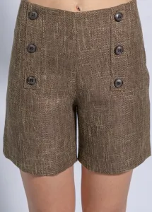 Side Zip Shorts With Buttons