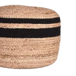 Handmade With Black Striped Poof