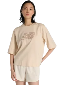 New Balance Flower Logo Crew Women Lifestyle T-Shirt Bisque
