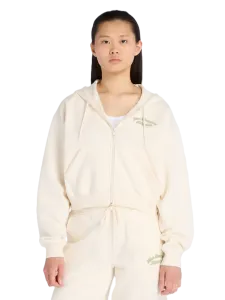 New Balance Linear Heritage Fleece Full Zip Women Lifestyle Hoody Permafrost