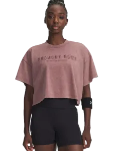 Under Armour Project Rock Statement Graphic Women Training T-Shirt Maroon Mist