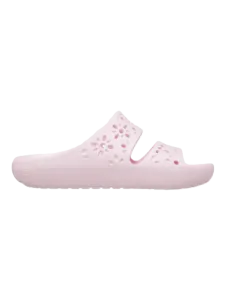Crocs Classic Floral Cut Out Unisex Slippers Pink Milk