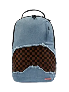 Spray Ground Denim Shark Bite Dlxsv Unisex  Lifestyle Backpack Blue/Brown