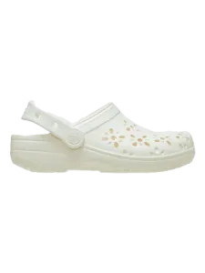 Crocs Classic Floral Cut Out Clog Unisex Chalk