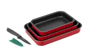 Tempo Flame Ovenware - Set 3 Oven Dishes + Fresh Kitchen Paring Knife 9Cm