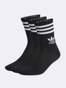 Adidas Mid Cut Crew Socks 3 Pairs Unisex Original Sock Black/White