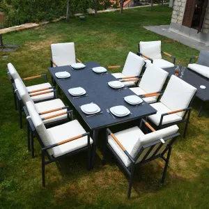 Outd Dining Set CC 1+8 C-J24002 Grey +Cush Off Wh