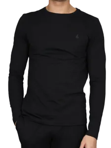 Oil And Gaz Round Neck Men Long Slv Black