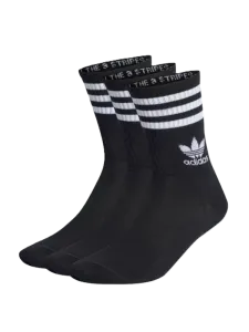 Adidas Mid Cut Crew Socks 3 Pairs Unisex Original Sock Black/White