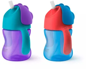 Bendy Straw Cup 200ml 9m+. Available in Purple-Blue and Blue-Red