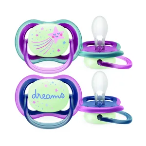 2 Ultra Air Night Soothers 6-18m - Girl