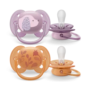 2 Ultra Soft Deco Soothers 6-18M - Girl