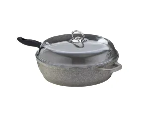 Falez 28Cm Deep Frying Pan With Lid (Granite Grey)