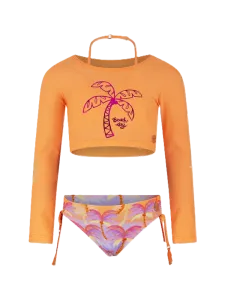 Oil And Gaz Colorful Kids-Girls Beach Bikini Set Orange/Purple