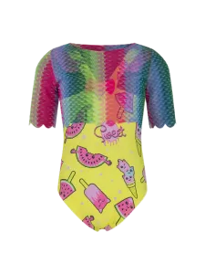 Oil And Gaz Colorful Kids-Girls Beach Monokini Yellow