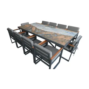 Out Dining Set BT Barbados +10 Chairs Smokey Grey