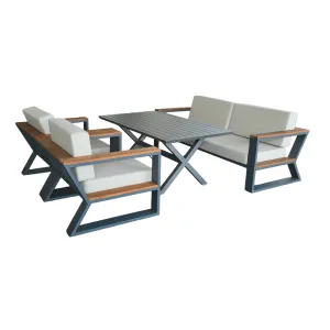 Out Sofa Set BT Zeus 3+1+1+Cross Table Grey +Cappu