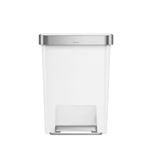 Simple Human, Rectangular Pedal Bin White with Steel Trim Liner 45L
