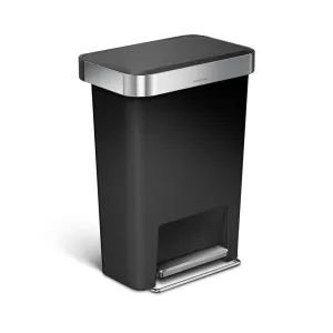 Simple Human, Rectangular Pedal Bin  Black with Steel Trim Liner45L