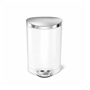 Simple Human, Semi Round Pedal Bin White  6L