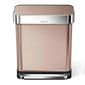 Simple Human, Rectangular Pedal Bin  Rose Gold Liner Pocket 30L