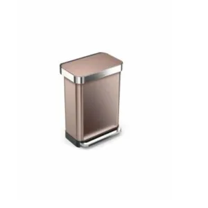 Simple Human, Rectangular Pedal Bin Rose Gold Liner Pocket 55L