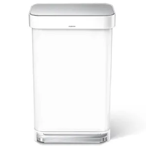 Simple Human, Rectangular Pedal Bin White Steel Liner Pocket 45L